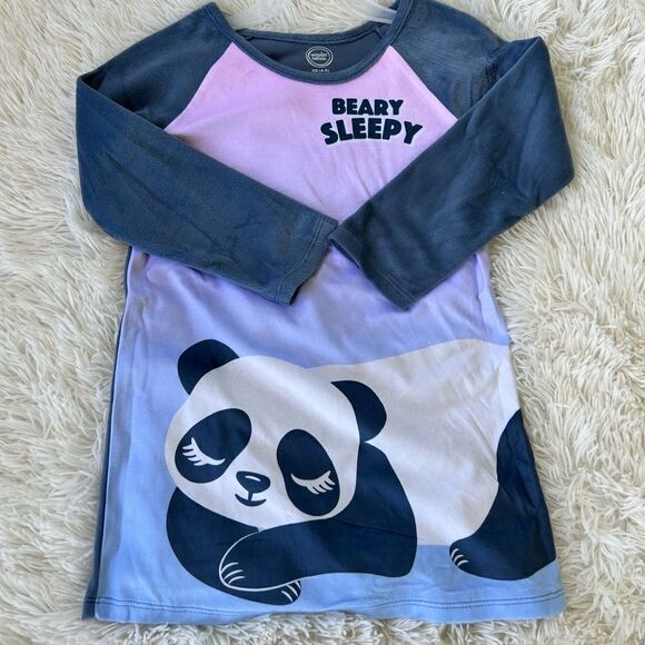 Wonder Nation Girls Long Sleeve panda Fleece Sleep Gown size 4 - Picture 1 of 3